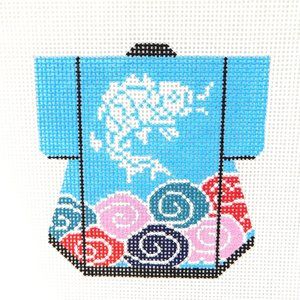 Lee Designs Koi Fish Goldfish Petite Kimono Needlepoint Canvas Hand Painted 18ct